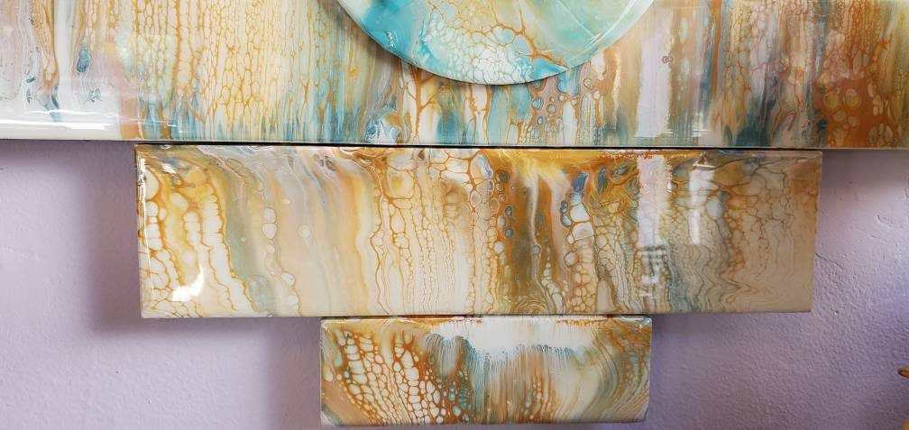 Fluid Geometry - Fluid Art on Tiles Painting