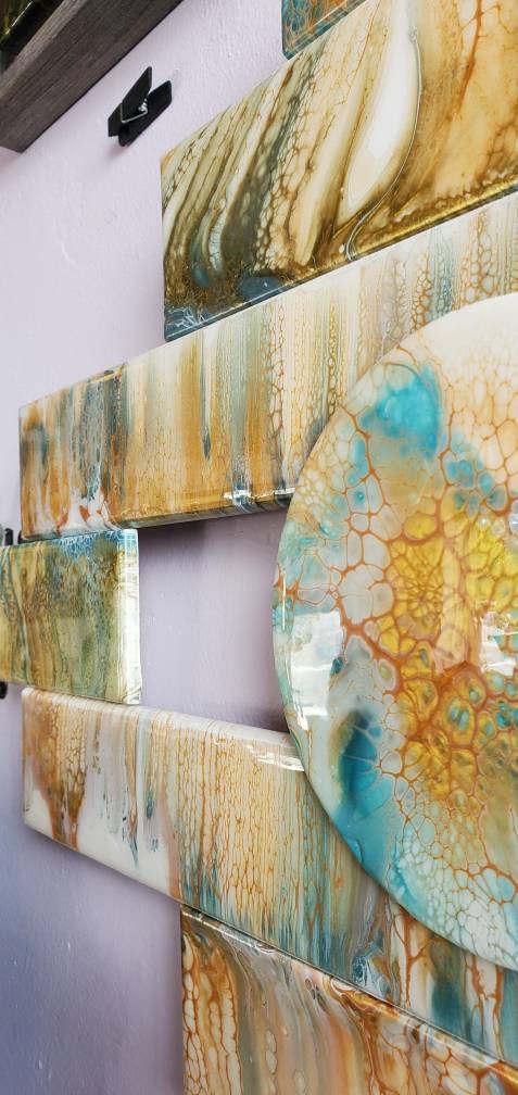 Fluid Geometry - Fluid Art on Tiles Painting