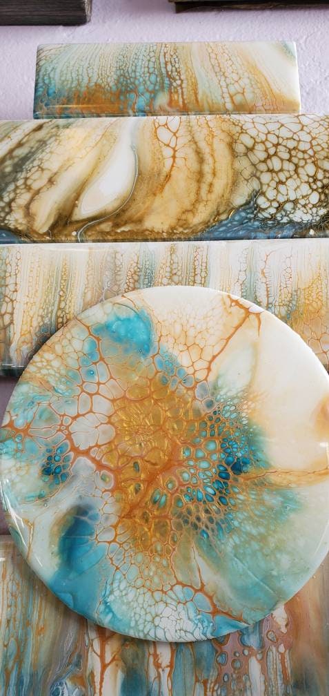Fluid Geometry - Fluid Art on Tiles Painting