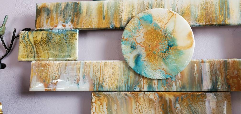 Fluid Geometry - Fluid Art on Tiles Painting