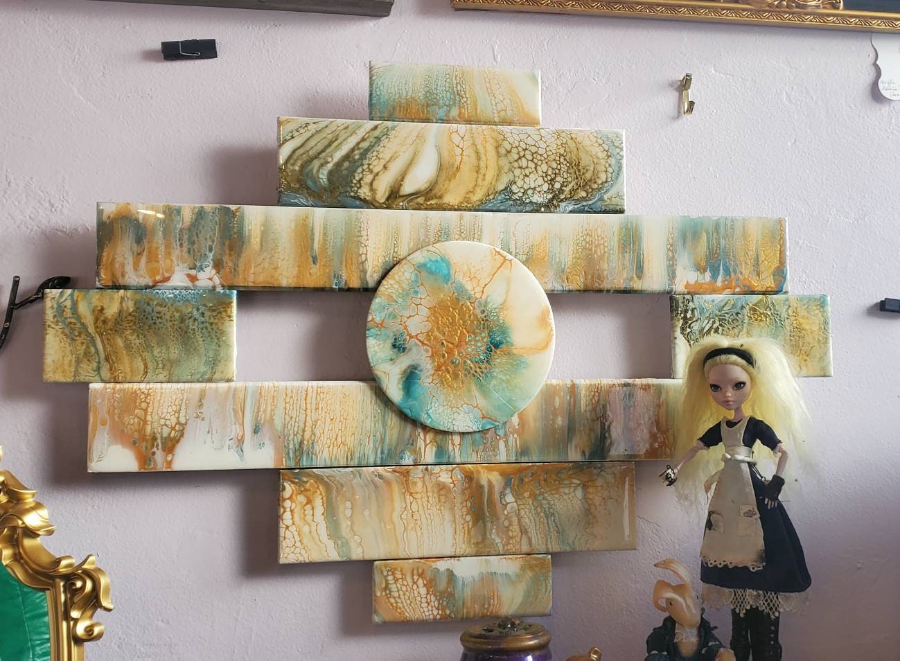 Fluid Geometry - Fluid Art on Tiles Painting