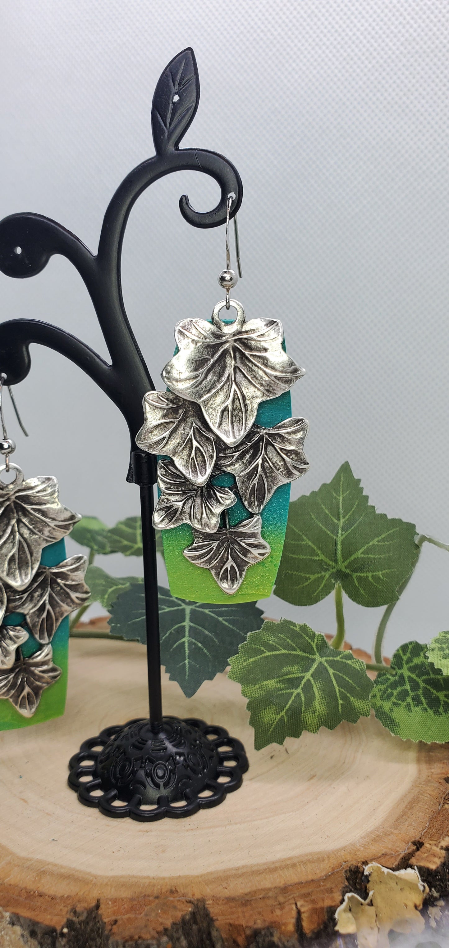 Ivy and Green Ombre Polymer Clay Earrings