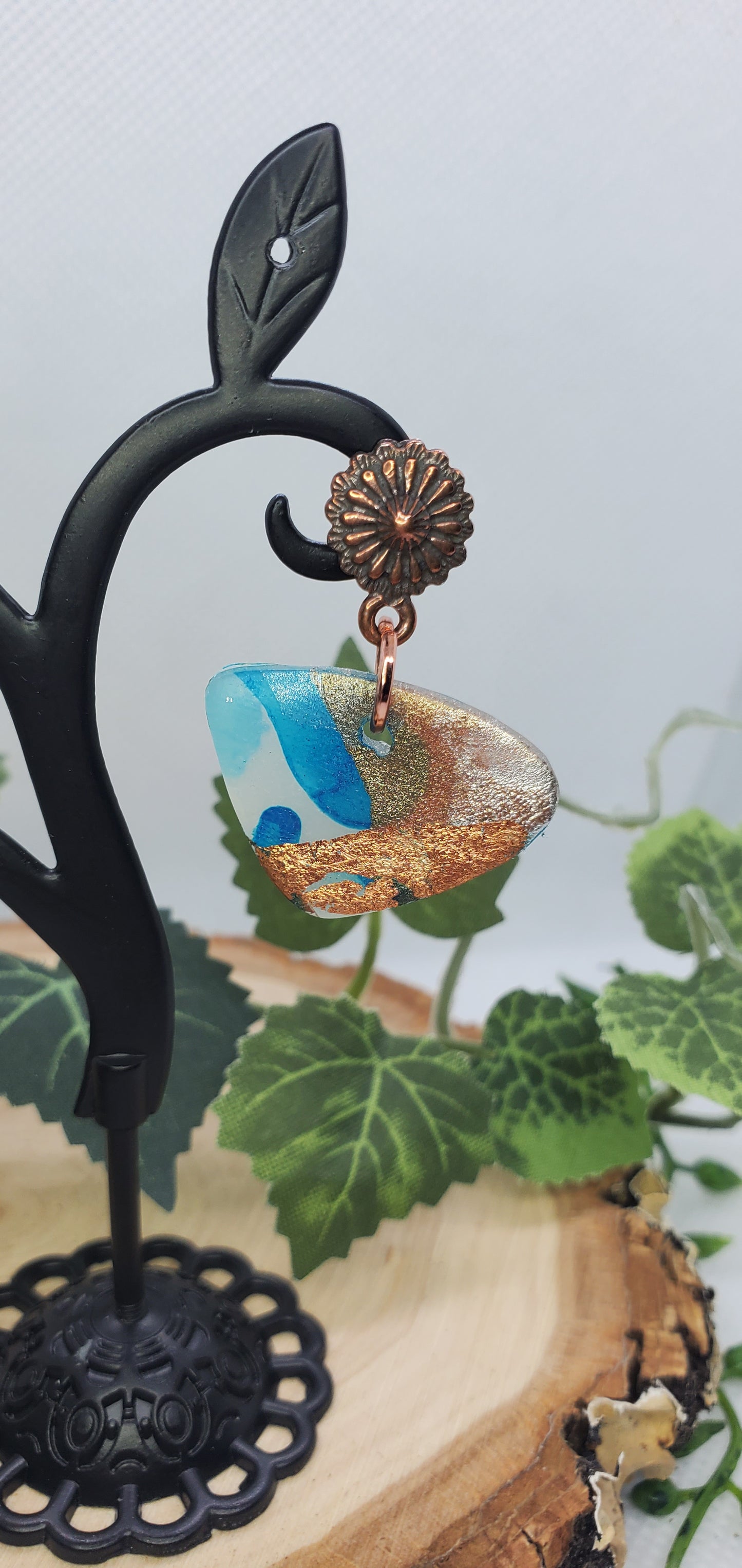 Polymer Clay Earrings with Copper Foil