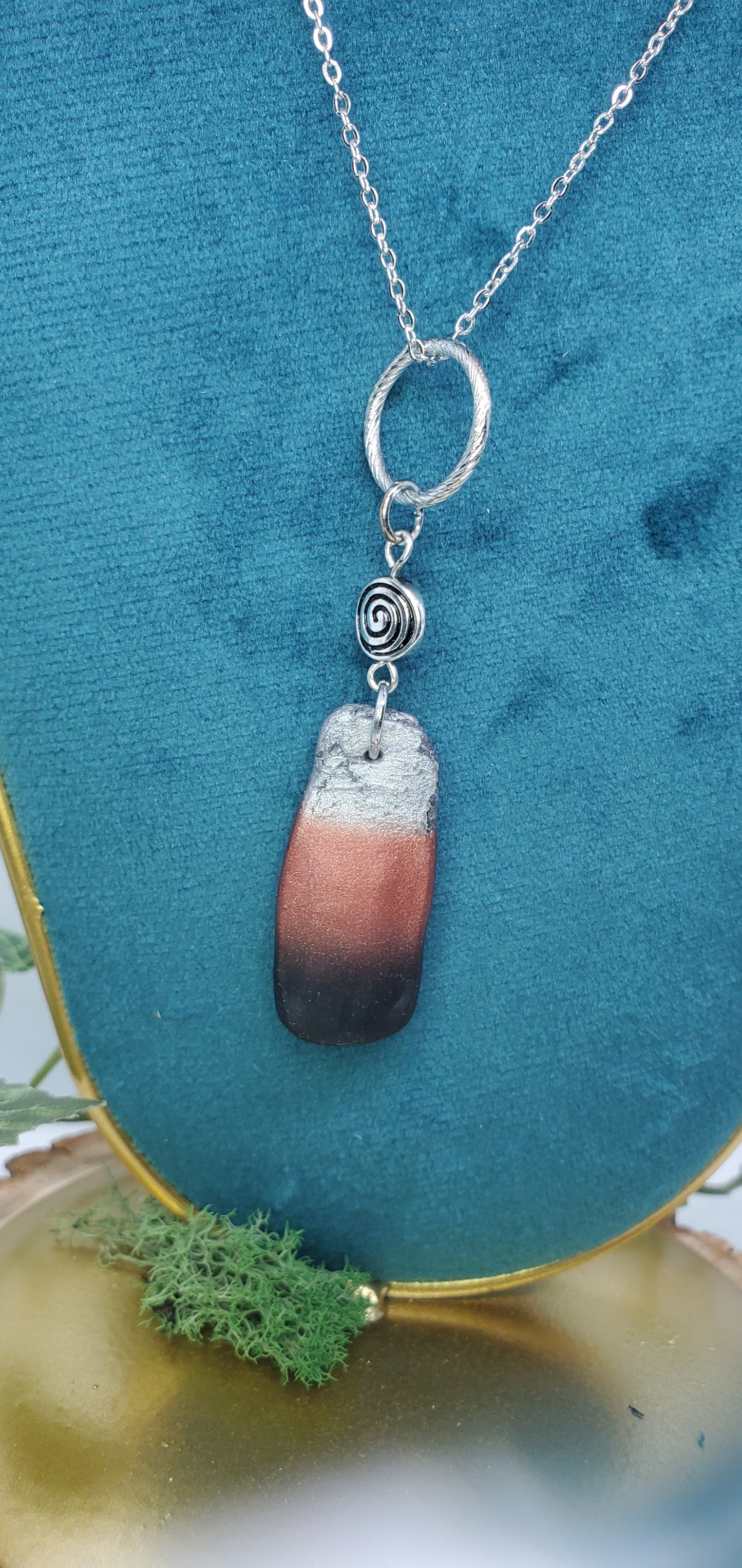 Earthy Black Copper and Silver Ombre Necklace