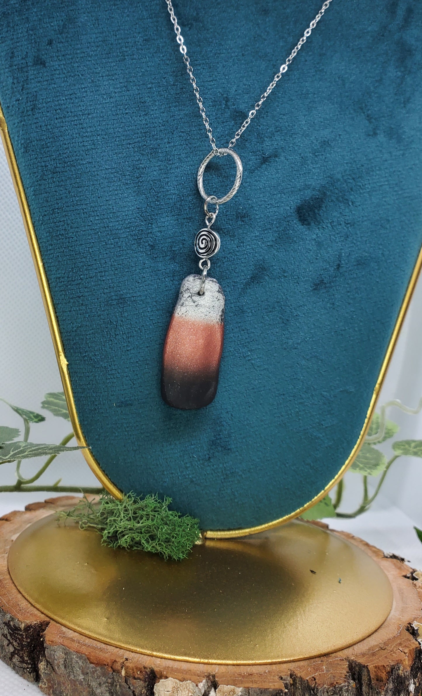 Earthy Black Copper and Silver Ombre Necklace