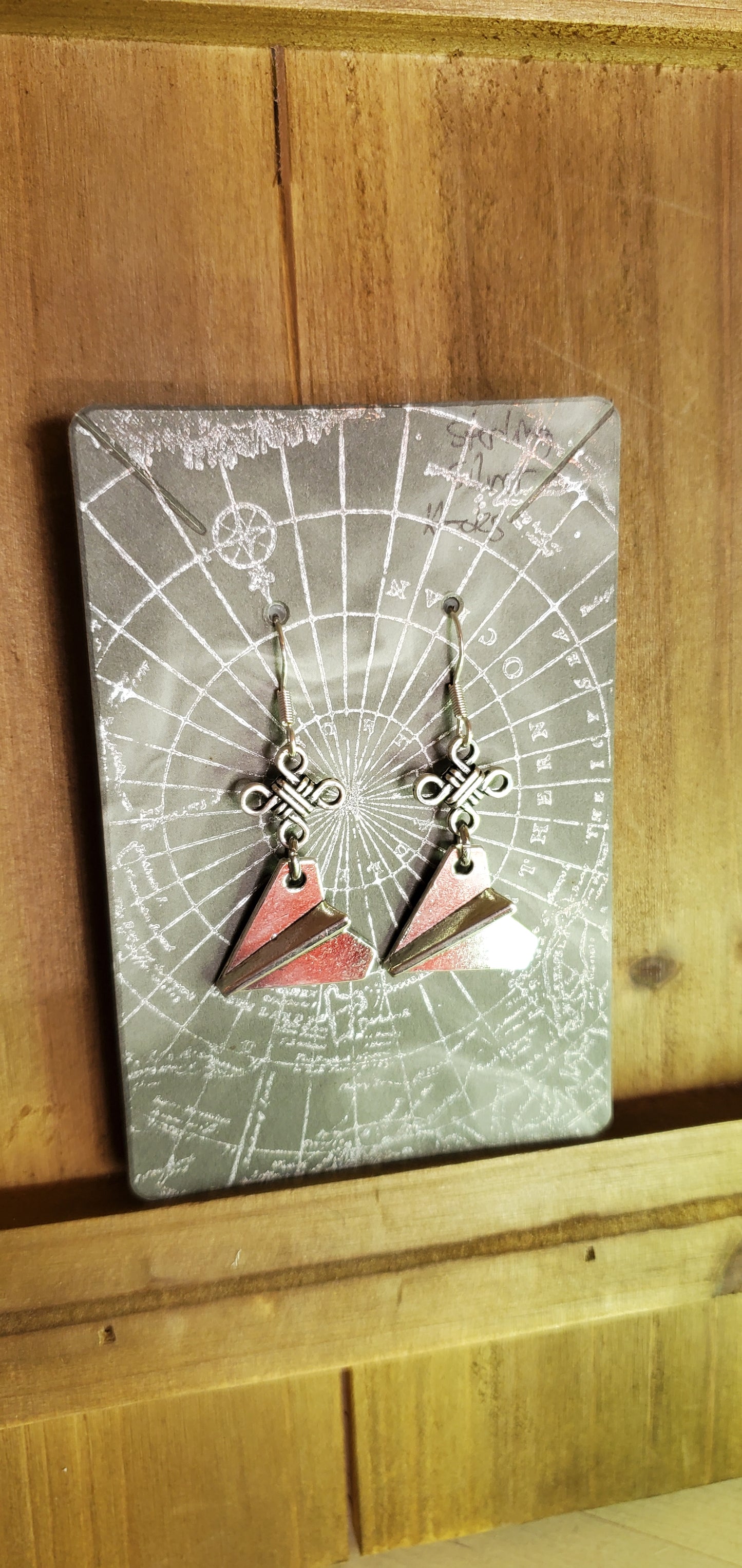 Paper Plane Earrings with Knot and Stainless Steel Hooks