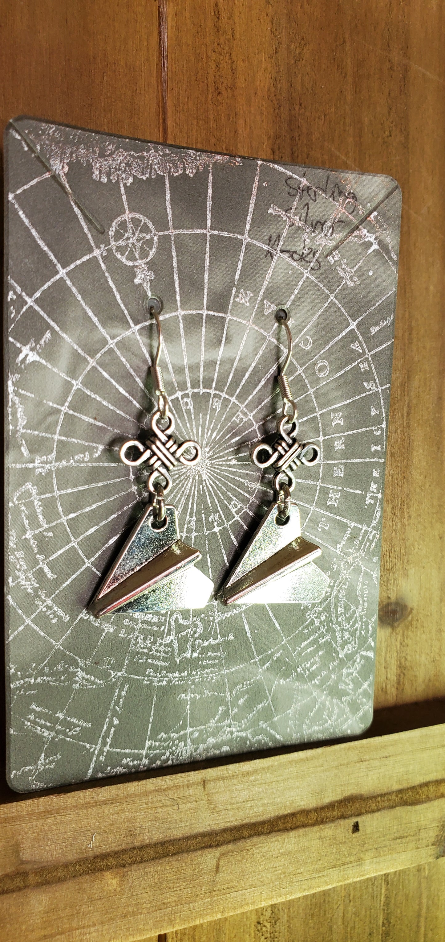 Paper Plane Earrings with Knot and Stainless Steel Hooks