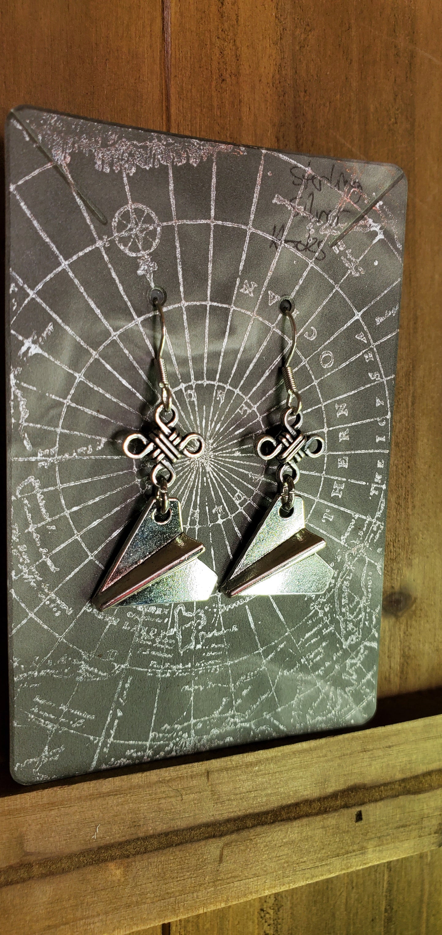 Paper Plane Earrings with Knot and Stainless Steel Hooks