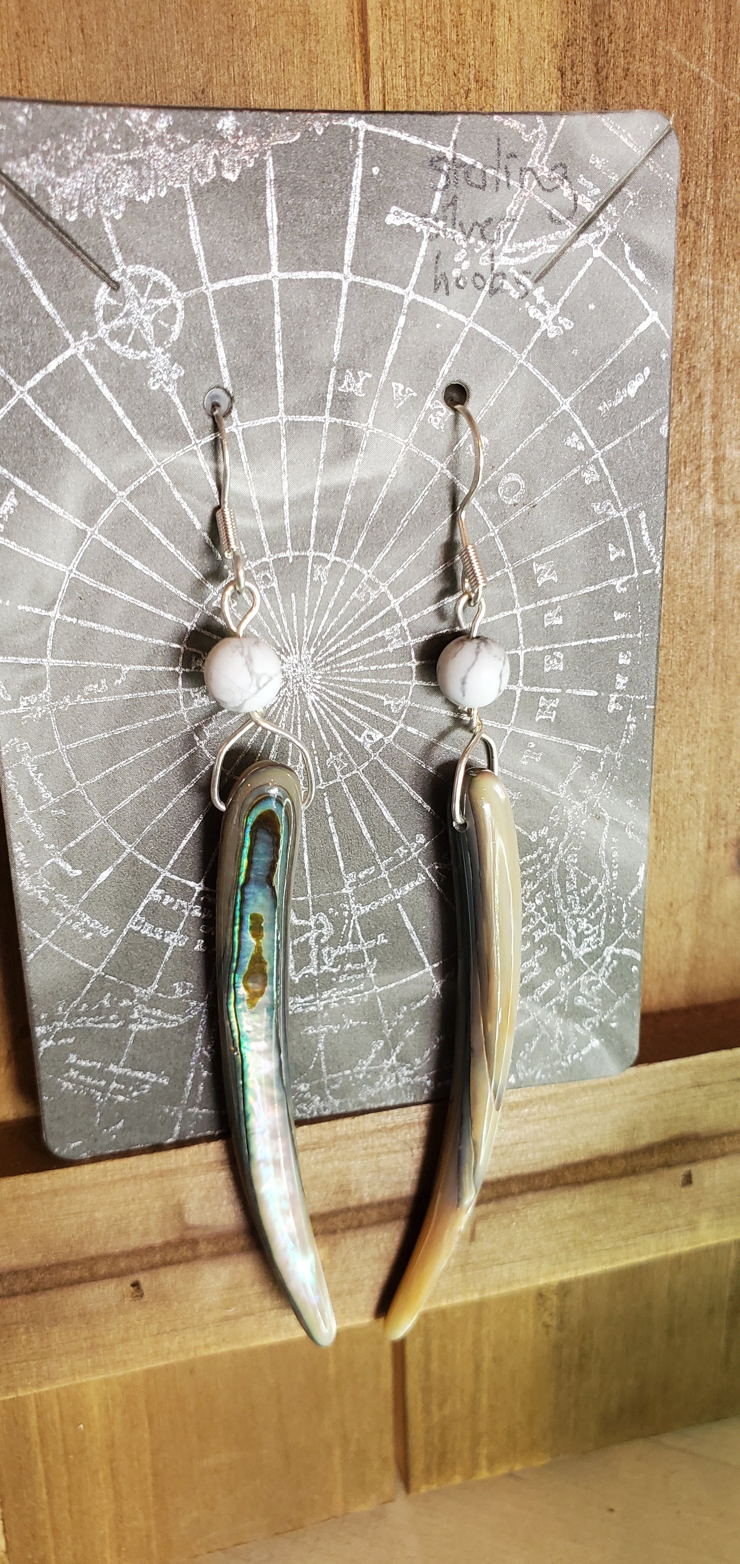 Oyster Shell Dangle Earrings with Sterling Silver Hooks