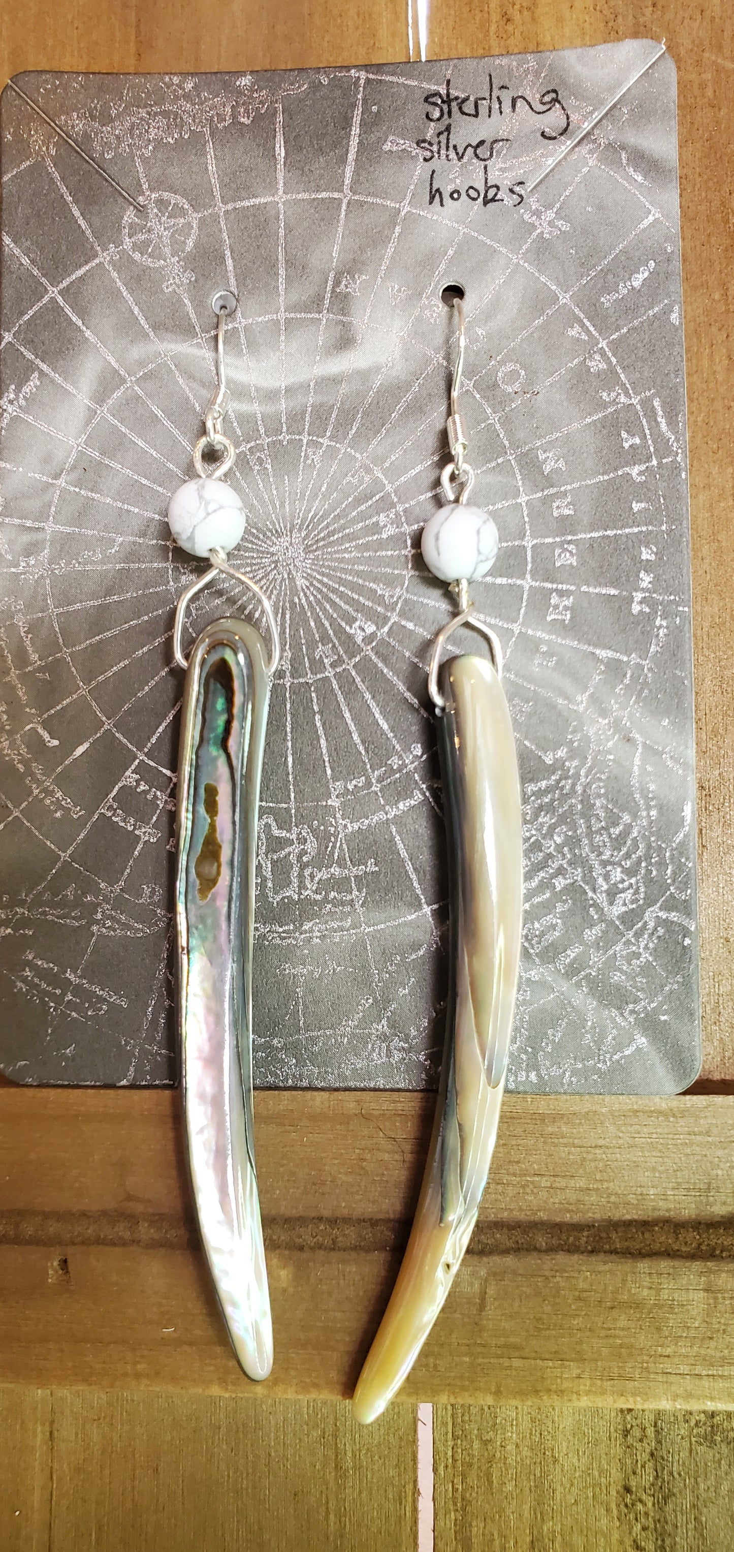 Oyster Shell Dangle Earrings with Sterling Silver Hooks