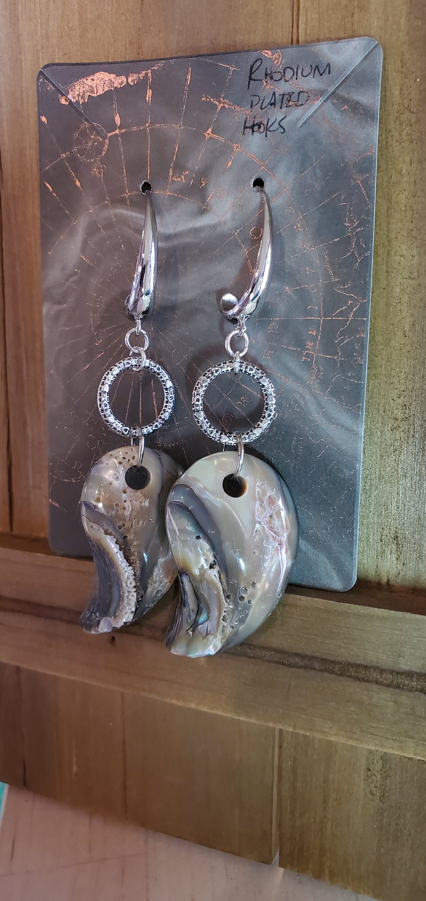 Oyster Shell Earrings with Stunning Pattern