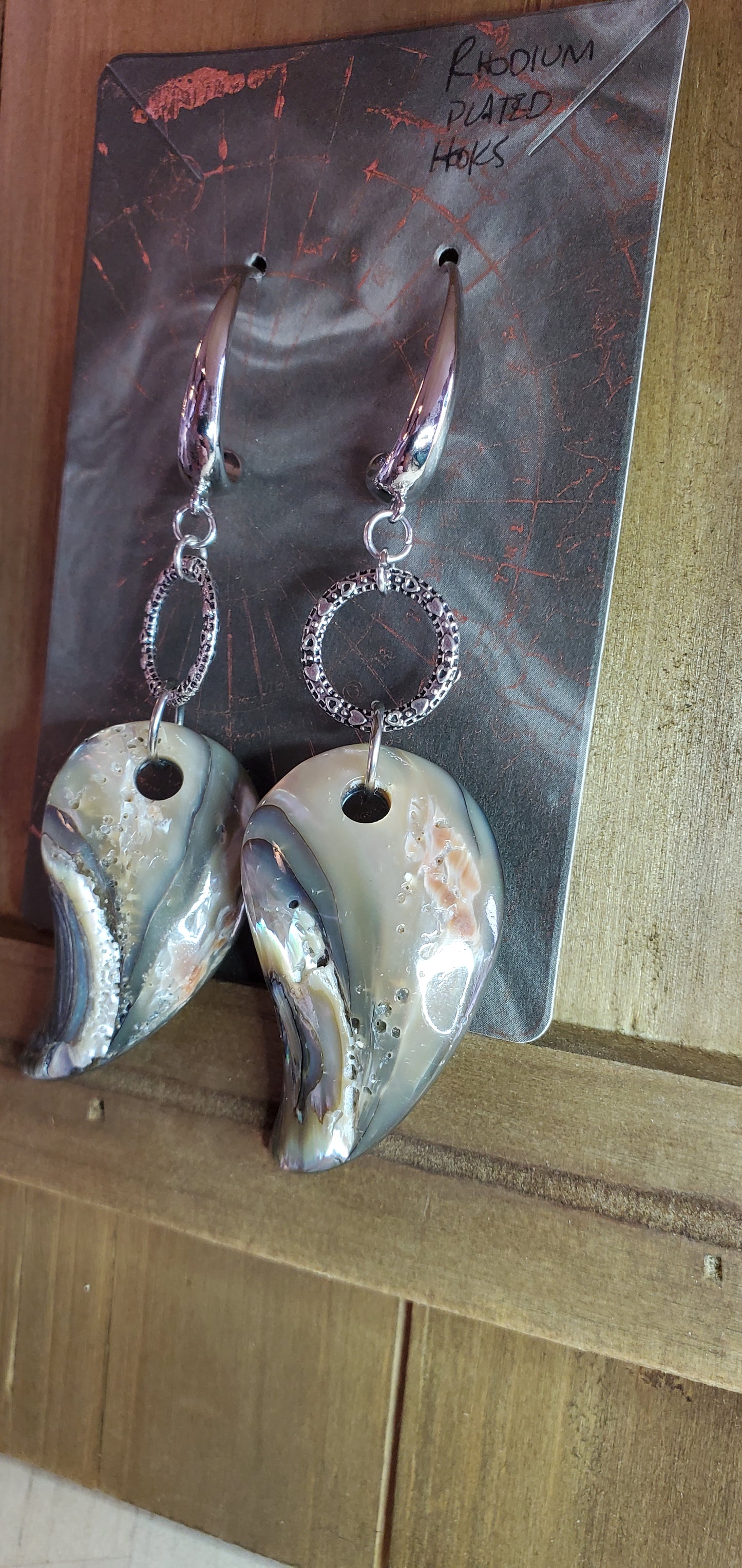 Oyster Shell Earrings with Stunning Pattern