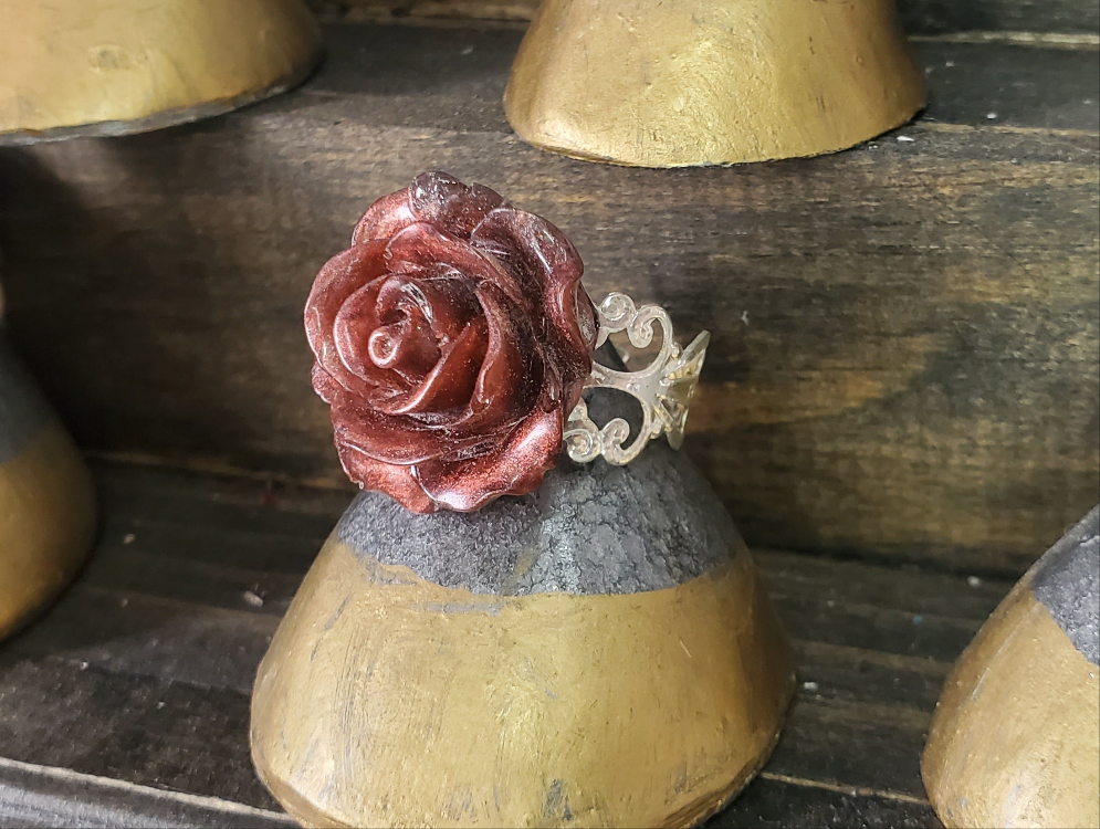 Resin Rose Statement Ring