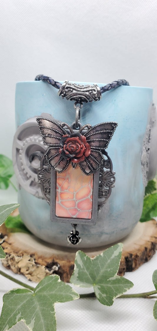 Butterfly and Filigree Wearable Art with Mini Pour Painting