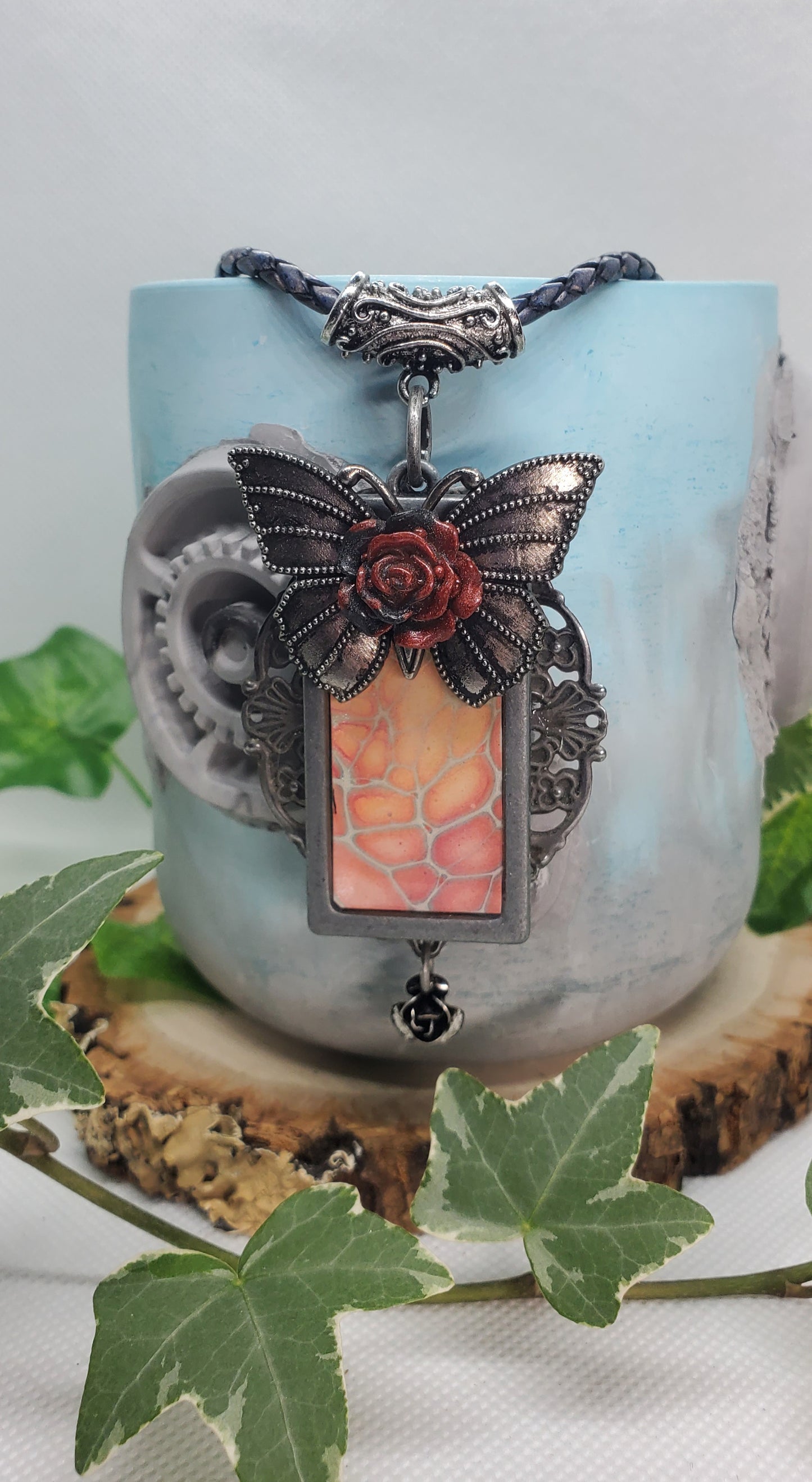 Butterfly and Filigree Wearable Art with Mini Pour Painting