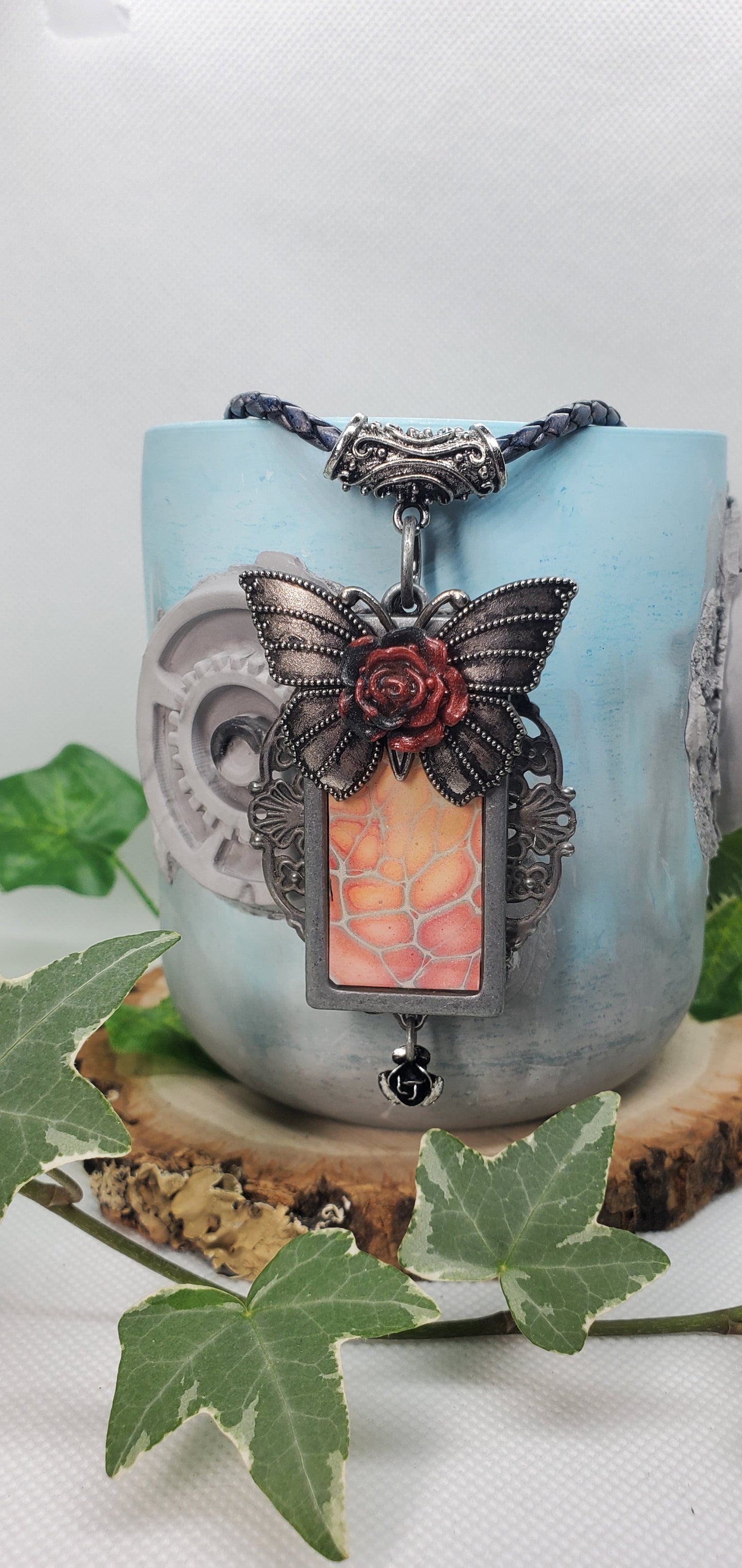 Butterfly and Filigree Wearable Art with Mini Pour Painting