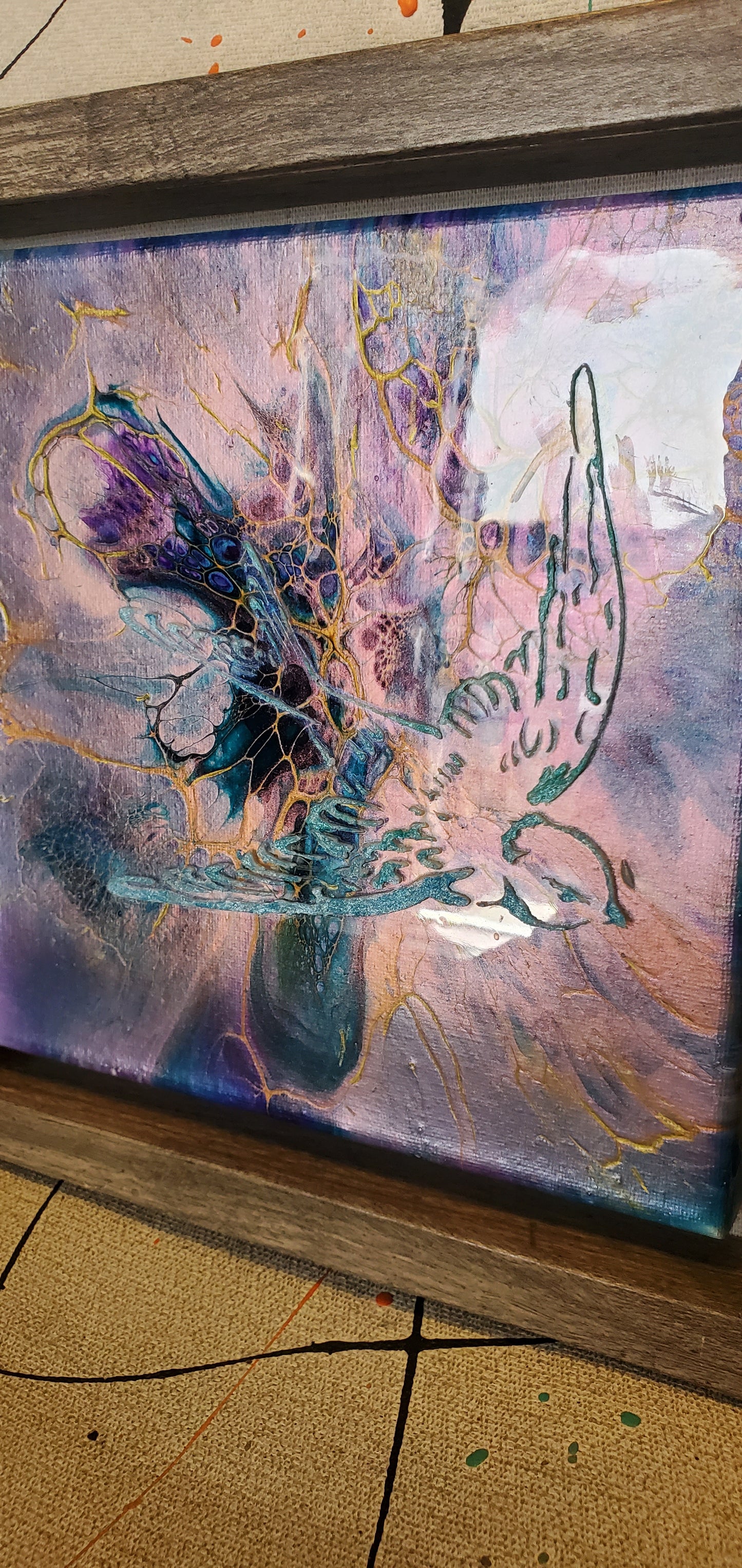 Flight - Embellished Acrylic Pour Painting