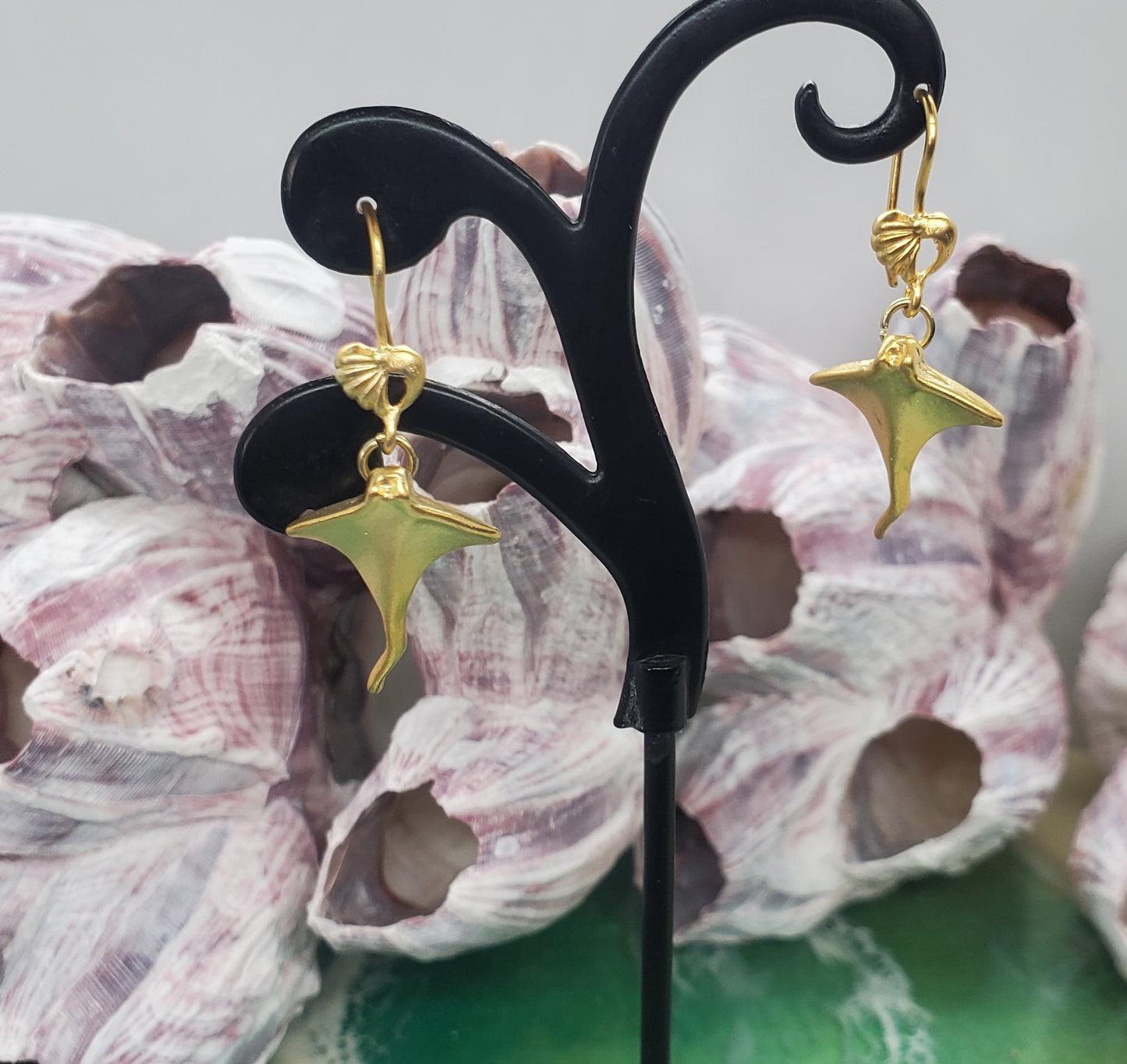 Manta Ray Earrings in 14K Matte Gold Plated Sterling Silver