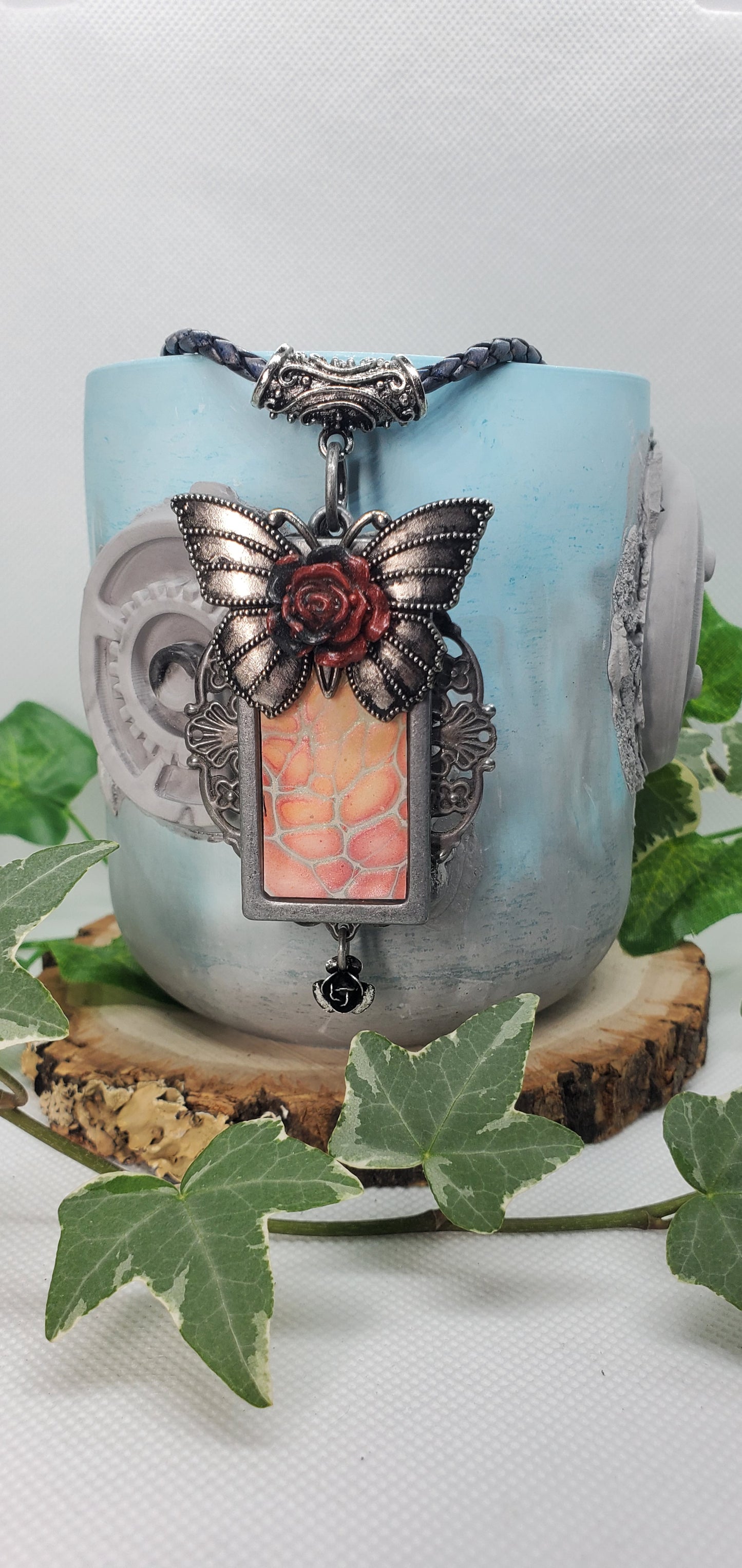 Butterfly and Filigree Wearable Art with Mini Pour Painting