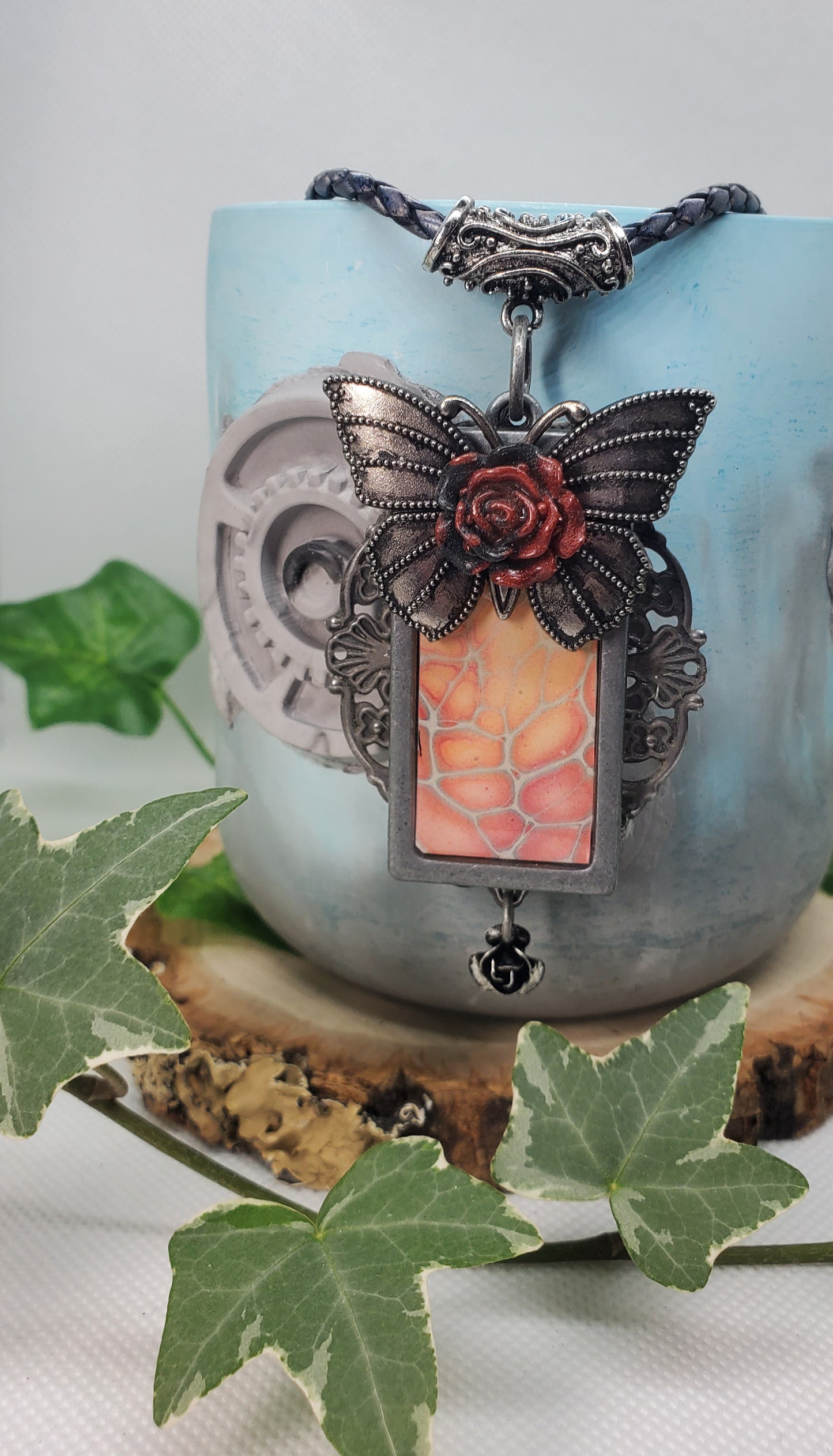 Butterfly and Filigree Wearable Art with Mini Pour Painting