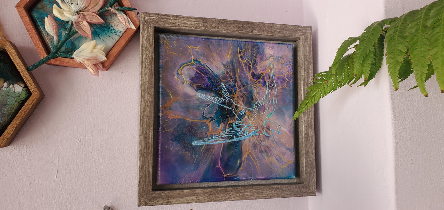 Flight - Embellished Acrylic Pour Painting