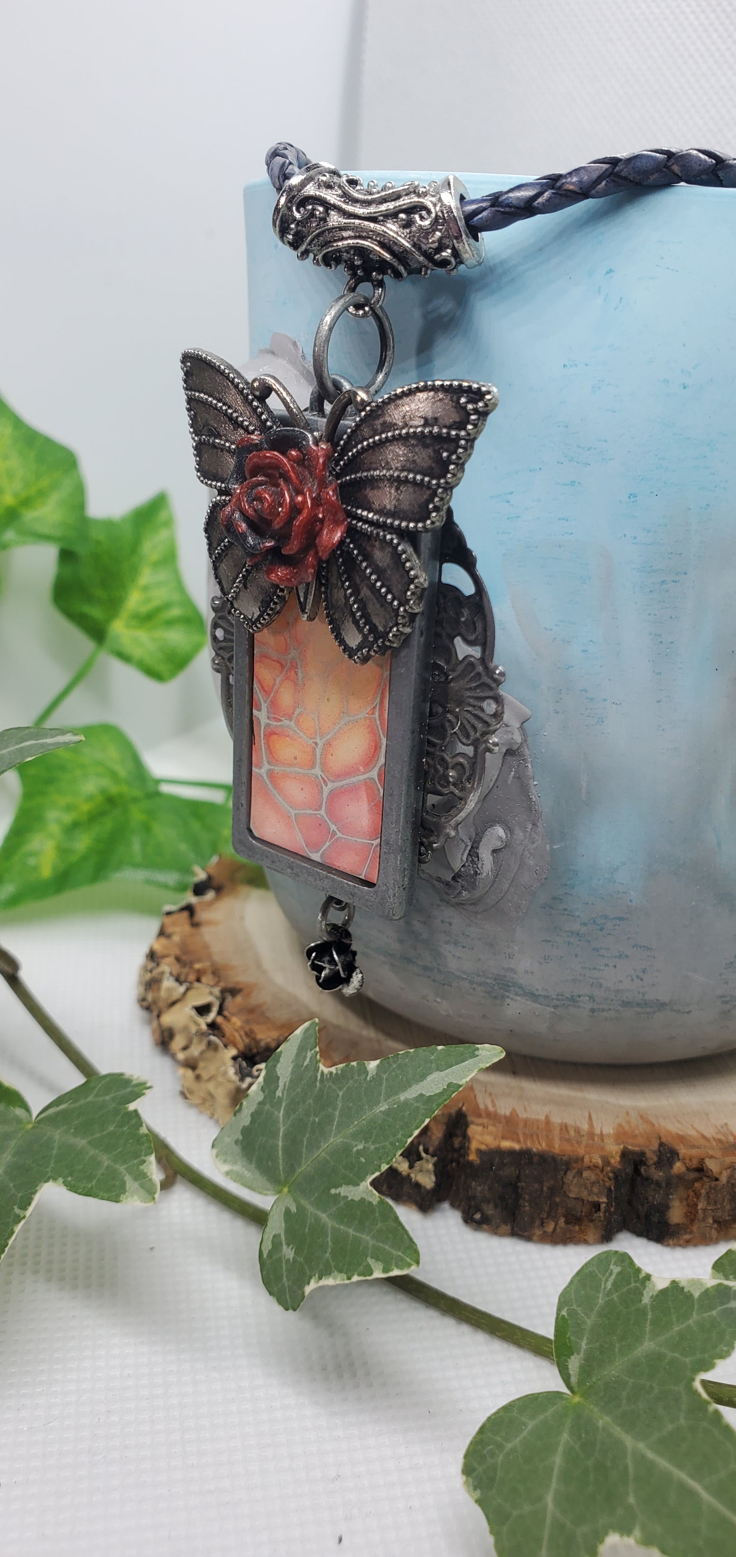 Butterfly and Filigree Wearable Art with Mini Pour Painting