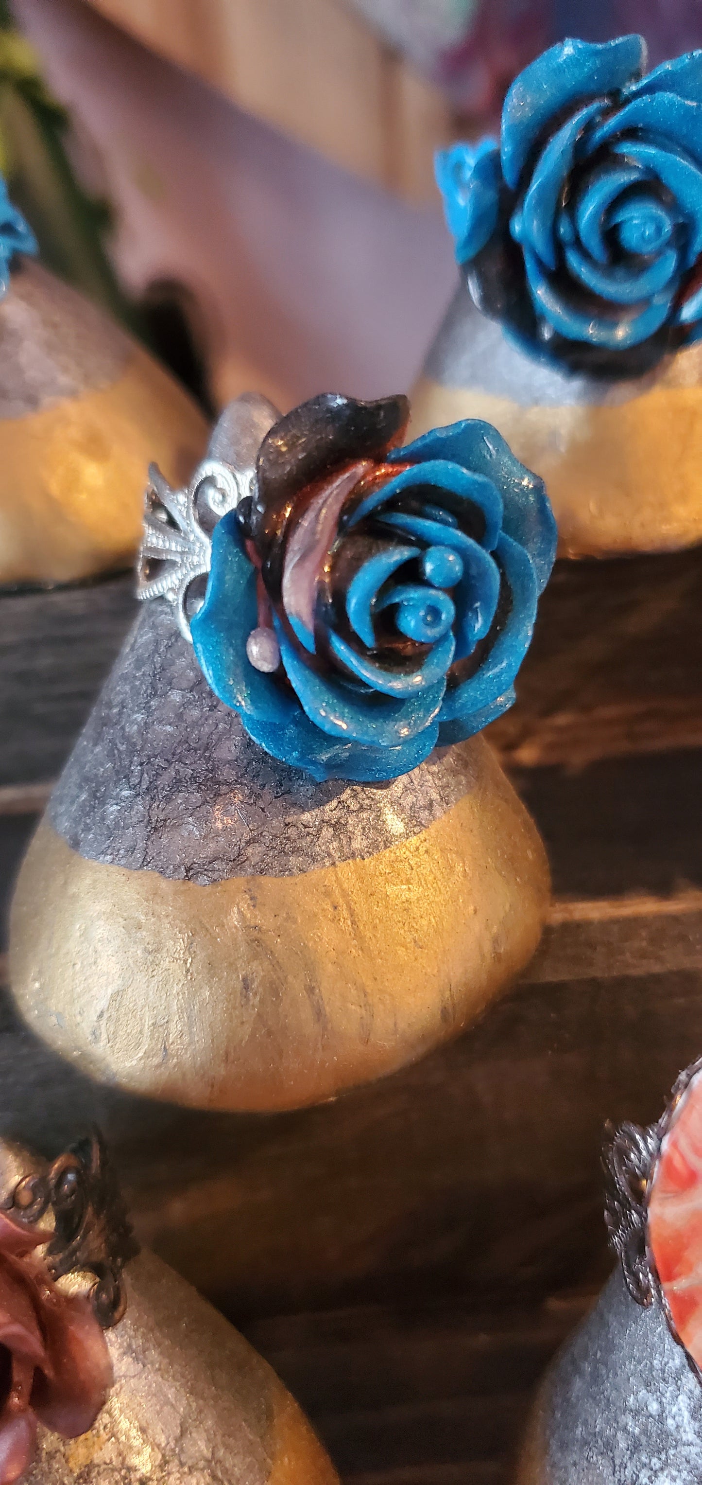 Resin Rose Statement Ring