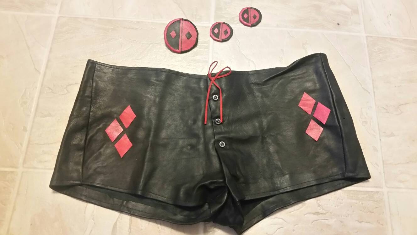 Harley Quinn Deadpool Mashup Cosplay bodysuit and shorts