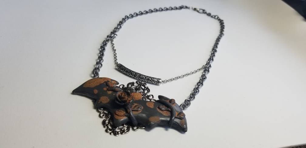 Metal and Filigree Batman Symbol 2 Tier Necklace