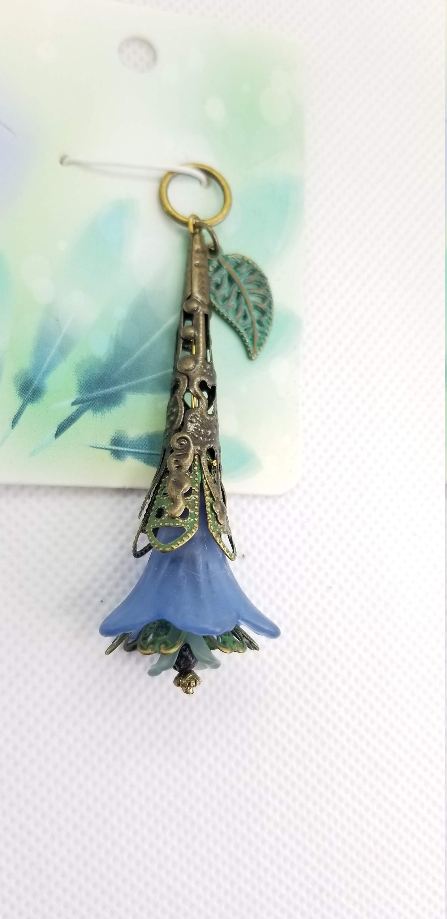 Vintage Styled Blue and Patina Flower Pendant