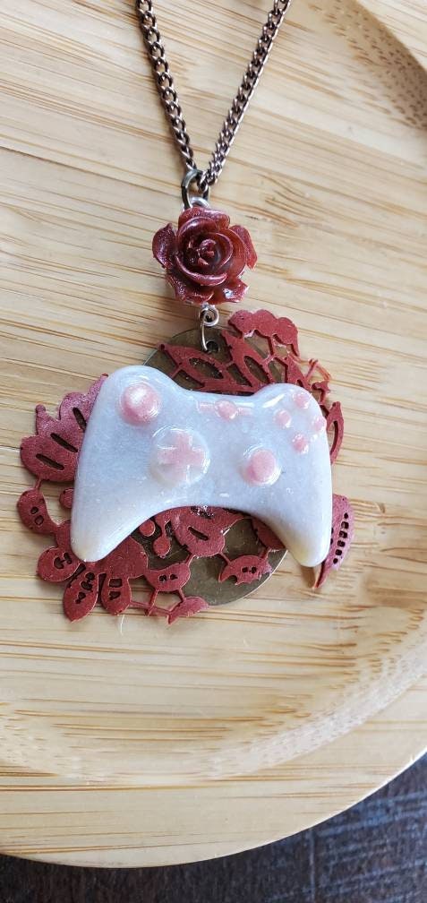 Xbox 360 Game Controller in Rose Pendant Necklace