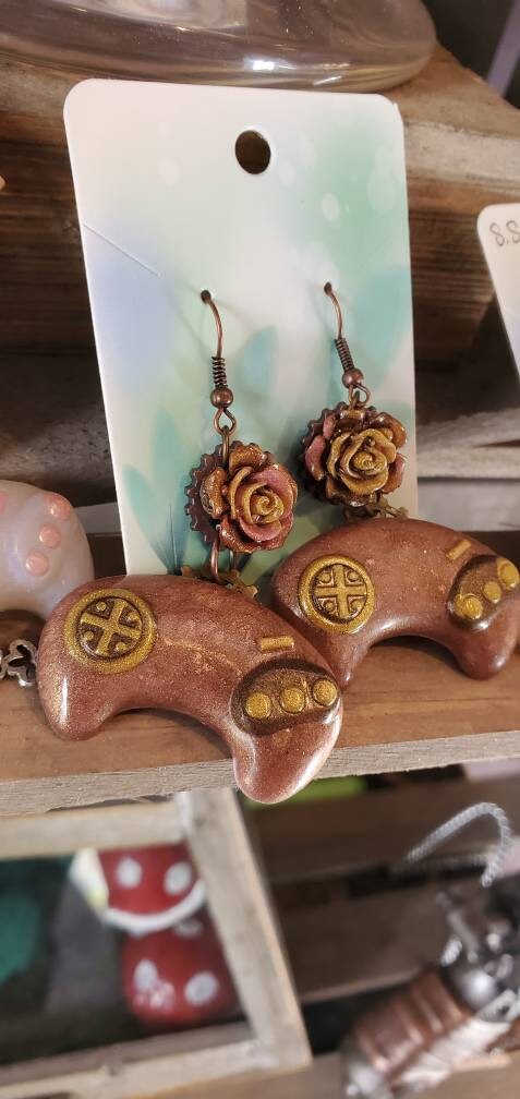 Genesis Contoller Earrings with Steampunk Inspired Colors