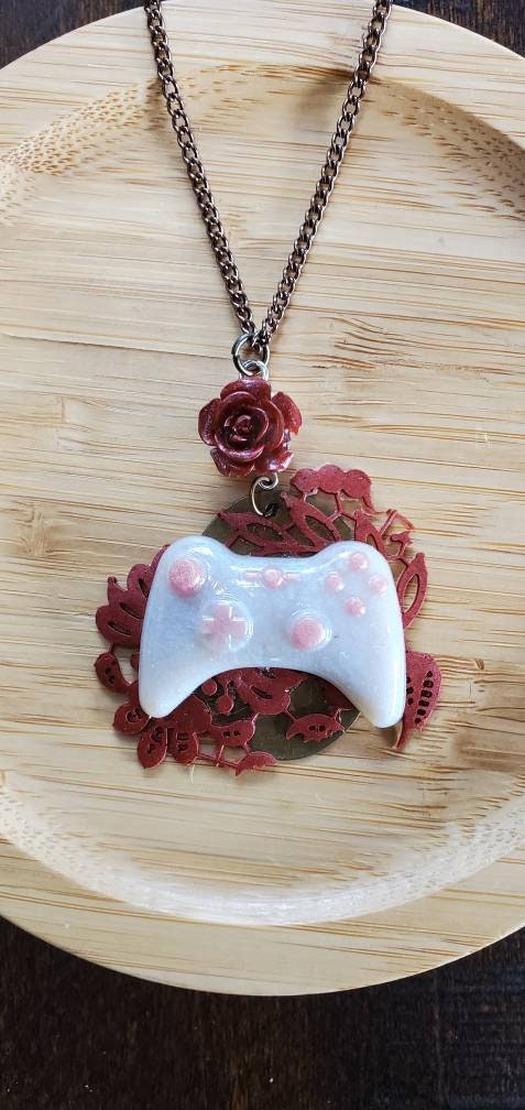 Xbox 360 Game Controller in Rose Pendant Necklace