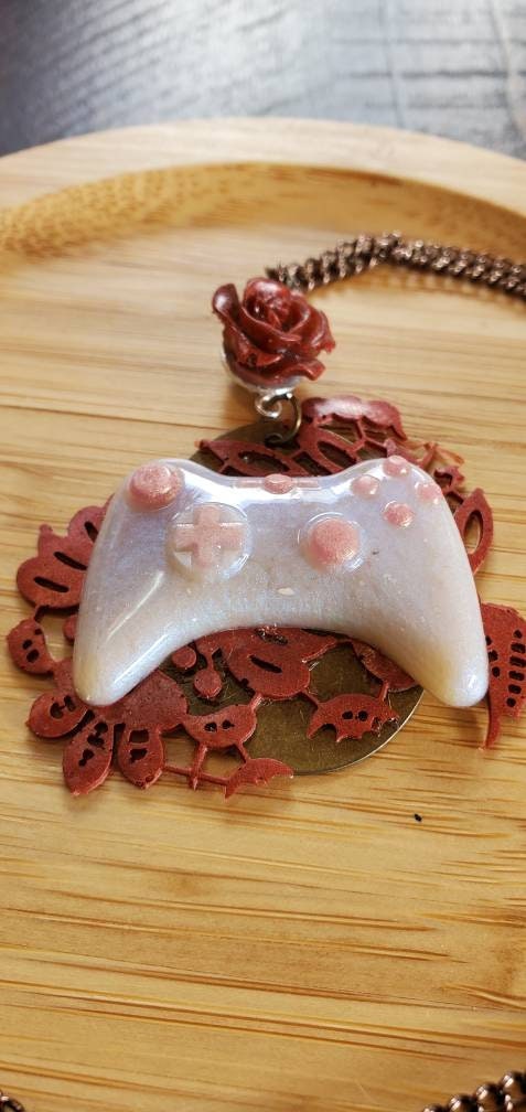 Xbox 360 Game Controller in Rose Pendant Necklace