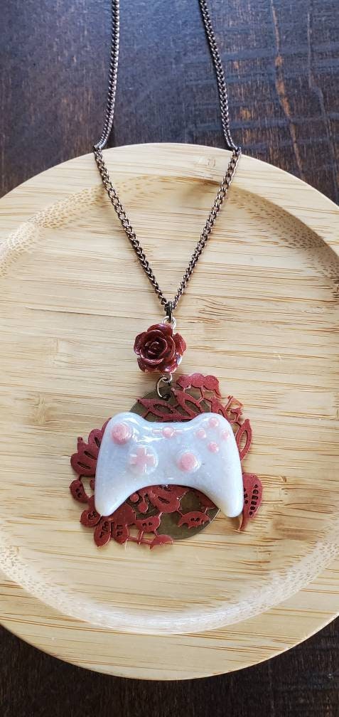 Xbox 360 Game Controller in Rose Pendant Necklace