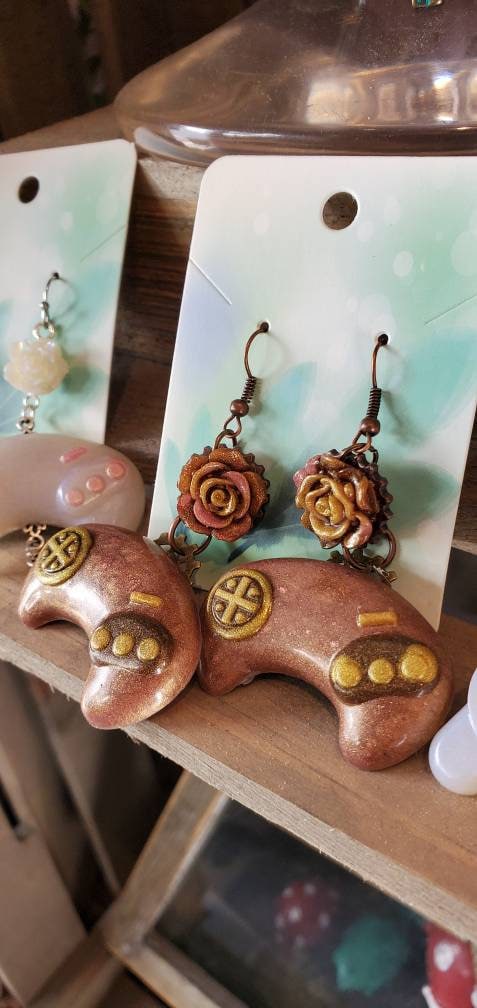 Genesis Contoller Earrings with Steampunk Inspired Colors