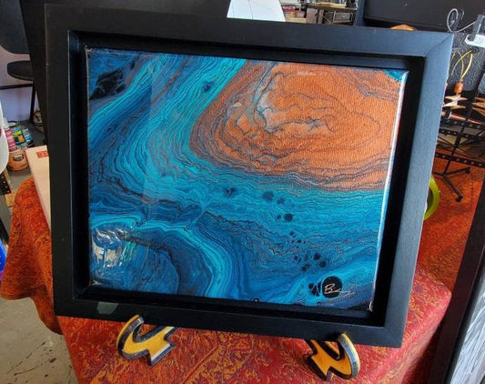 Jupiter's Great Storm 8x10 Acrylic Pour, Original, Resin Capped Abstract Art