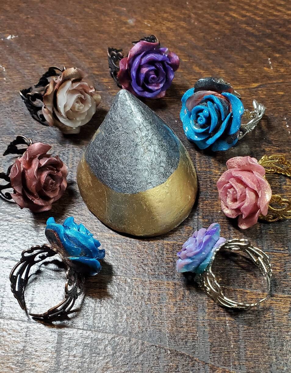 Resin Rose Statement Ring