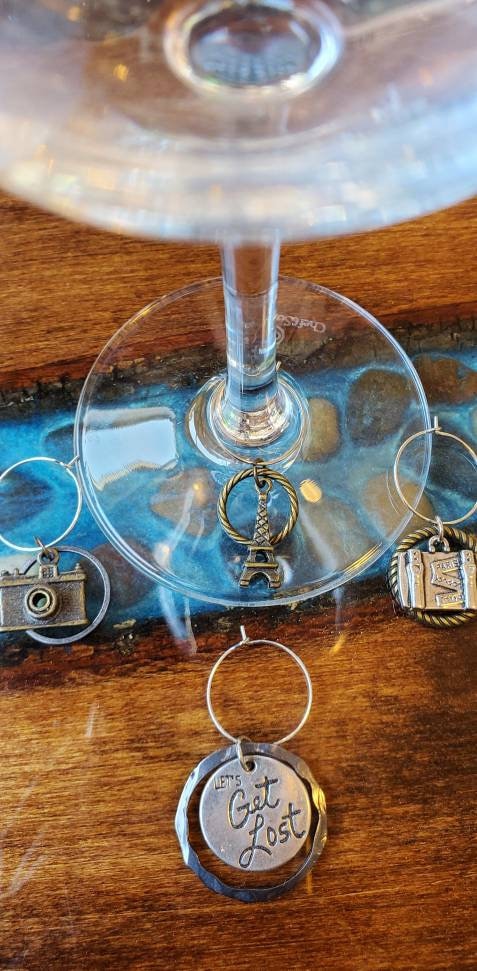 Travel Themed Wine Charms - set of 6