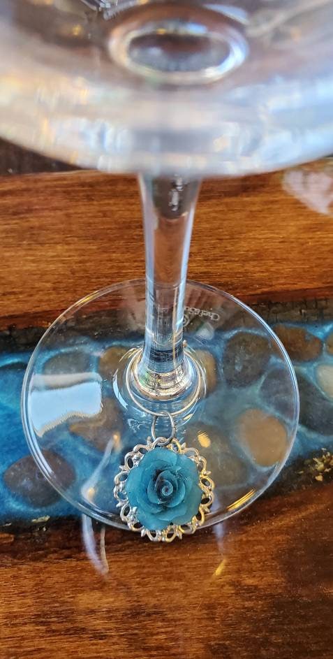 Rose Filigree Wine Charms - set of 4