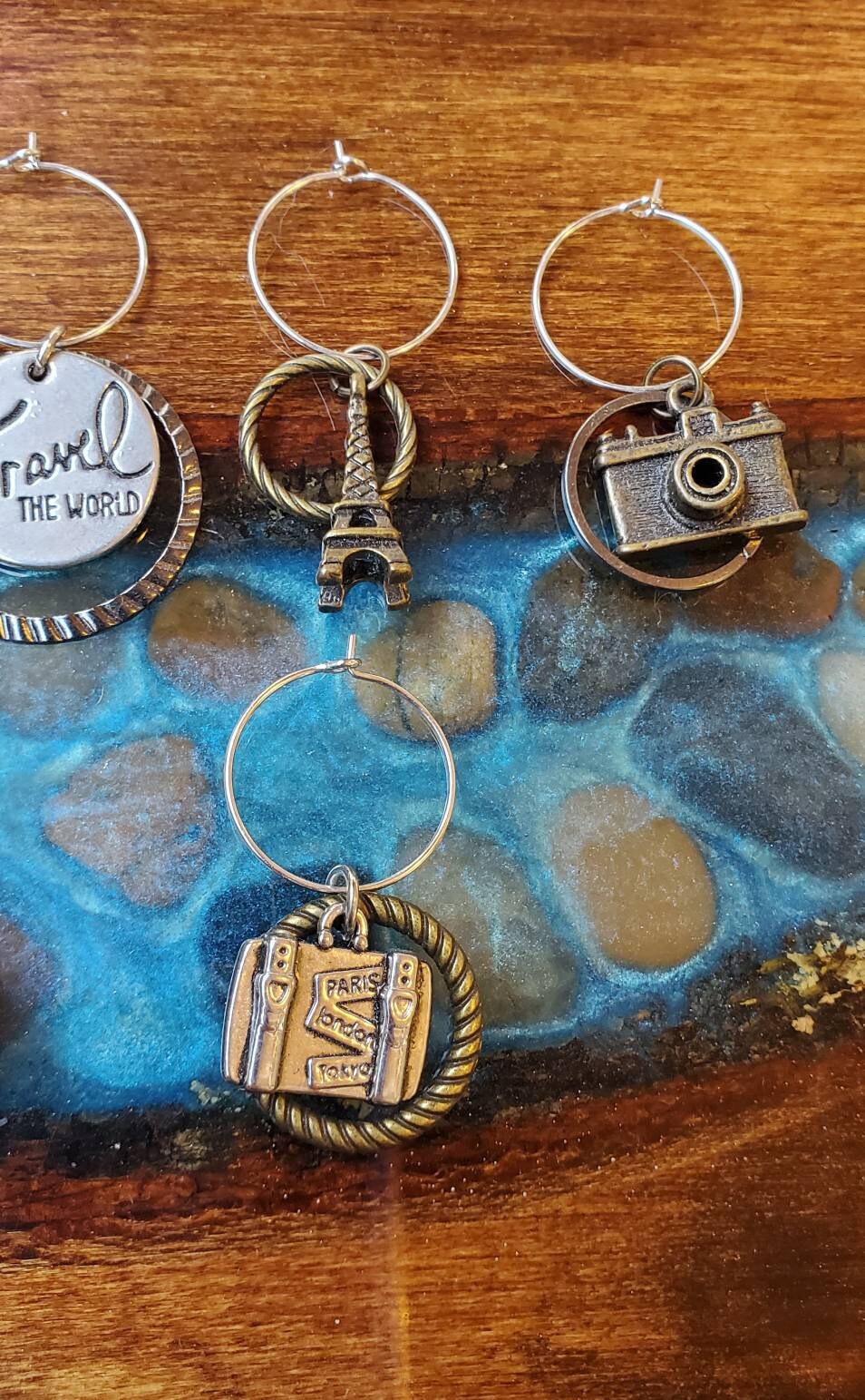 Travel Themed Wine Charms - set of 6