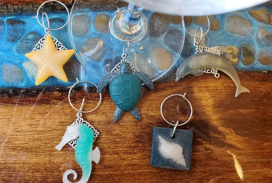 Sealife Wine Charms - set of 6