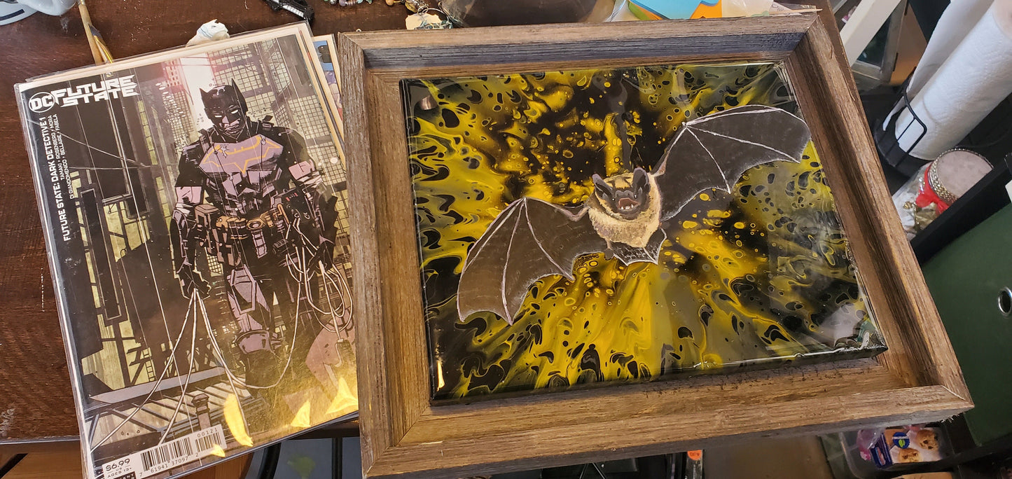 Creature From the Night - Batman Inspired Bat Painting Framed 8x10