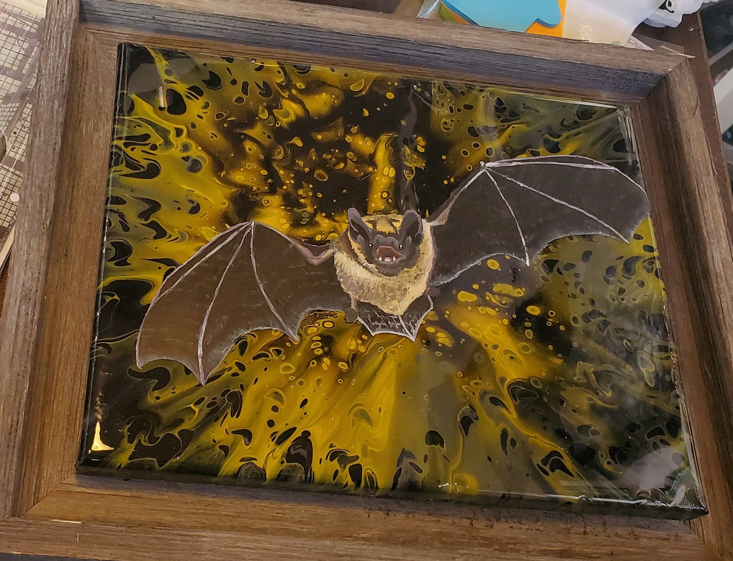 Creature From the Night - Batman Inspired Bat Painting Framed 8x10